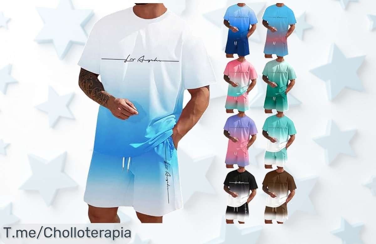 Chándal para hombre verano 2 piezas fresquito y transpirable con descuento brutal precio loco en un ofertón nunca visto aprovecha ya esta ganga limitada