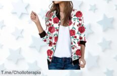 Chaqueta bomber mujer con estampado floral ligera y fresca para entretiempo chollazo con descuento brutal solo hoy a precio loco corre que vuelan las unidades