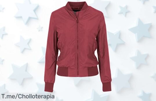 Chaqueta bomber mujer súper ligera con estilo en rojo y bolsillos prácticos un ofertón nunca visto para renovar tu look corre porque el descuento brutal es por tiempo limitado