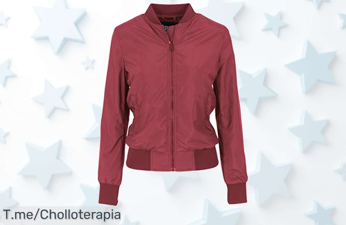 Chaqueta bomber mujer súper ligera con estilo en rojo y bolsillos prácticos un ofertón nunca visto para renovar tu look corre porque el descuento brutal es por tiempo limitado