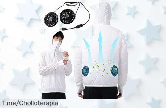 Chaqueta ventilada con ventilador extraíble para hombre que te mantiene fresco y protegido del sol disfruta este super chollo con descuento brutal ¡compra ya antes que acabe!
