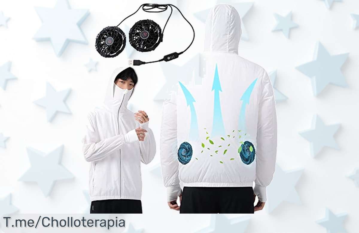 Chaqueta ventilada con ventilador extraíble para hombre que te mantiene fresco y protegido del sol disfruta este super chollo con descuento brutal ¡compra ya antes que acabe!