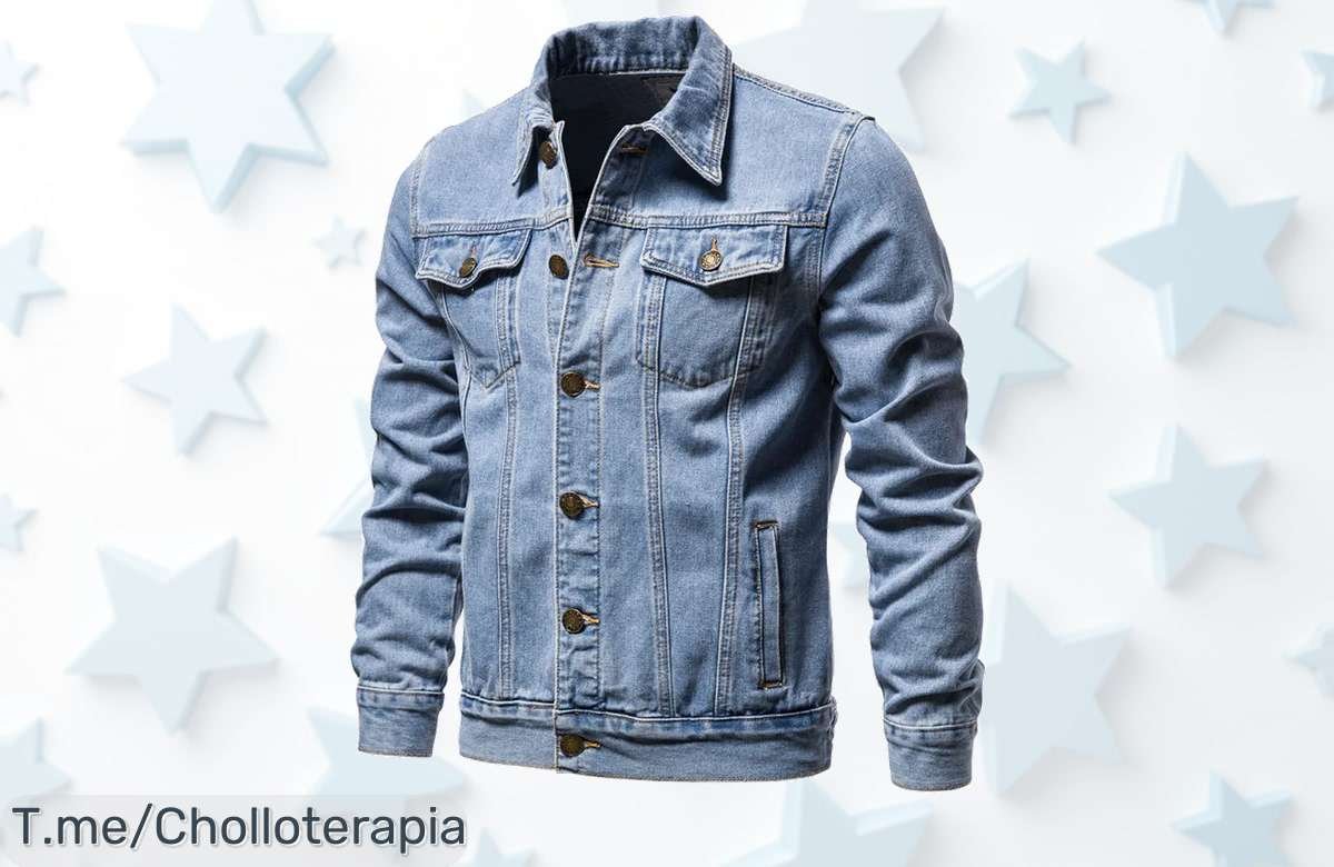 Chaqueta vintage de mezclilla hombre slim fit con diseño moto en precio loco nunca visto aprovecha este descuentazo brutal y no pierdas esta oferta limitada ya