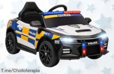 Coche eléctrico de policía para niños con mando y sirena súper estable aprovecha este super chollo precio loco descuento brutal oferta nunca vista ¡compra ya antes que se acabe!