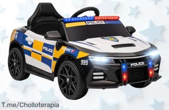 Coche eléctrico de policía para niños con mando y sirena súper estable aprovecha este super chollo precio loco descuento brutal oferta nunca vista ¡compra ya antes que se acabe!