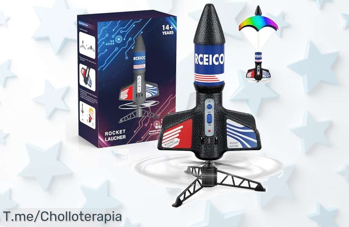 Cohete juguete con paracaídas y luces LED que vuela 60 metros un super chollo con descuento brutal nunca visto corre ya porque oferta limitada precio loco