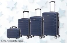 Conjunto de maletas trolley súper resistente con ruedas 360 que giran sin parar disfruta del precio loco y viaje seguro aprovecha este ofertón limitado ¡compra ya!