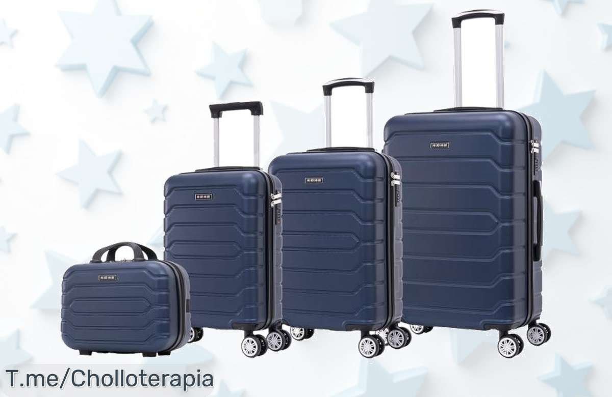 Conjunto de maletas trolley súper resistente con ruedas 360 que giran sin parar disfruta del precio loco y viaje seguro aprovecha este ofertón limitado ¡compra ya!