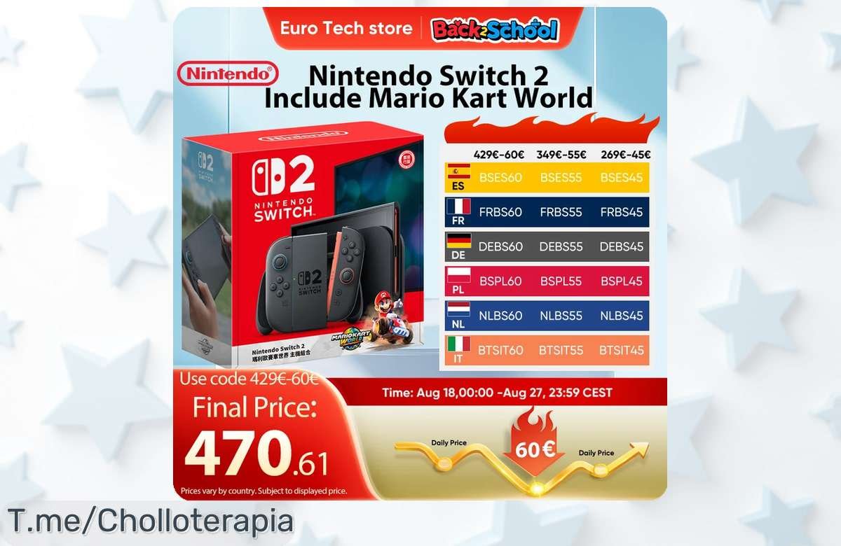 Consola Nintendo Switch 2 portátil con pantalla Full HD disfruta de Mario Kart world en calidad nunca vista super chollo y descuento brutal oferta limitada actúa ya