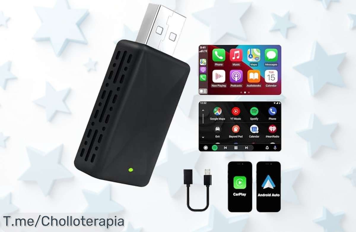 Convierte tu coche en un centro tech sin cables con este adaptador inalámbrico para CarPlay oferta única nunca vista a precio de ganga ¡descuento brutal y stock limitado actúa ya!