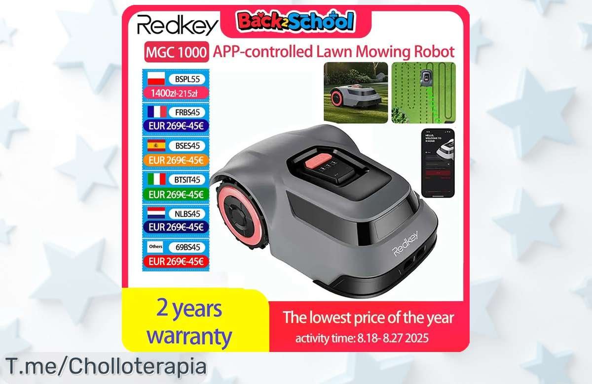 Cortacésped robótico redkey con detección de rotura y corte en pendiente es un super chollo que transforma tu jardín disfruta este ofertón con descuento brutal ¡compra ya!