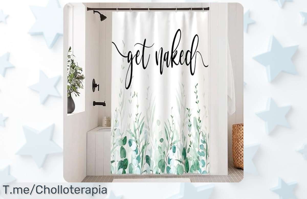 Cortina de ducha eucalipto súper resistente sin olores con ganchos incluida disfruta un descuento brutal nunca visto mantén tu baño seco y bonito aprovecha este ofertón ya