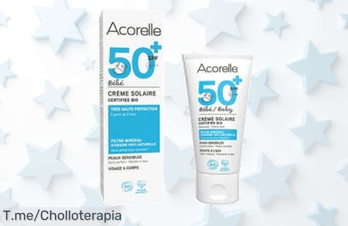 Crema solar bebé SPF50+ Acorelle certificado bio con ultra protección y precio loco no te pierdas este super chollo con descuento brutal oferta limitada actúa ya