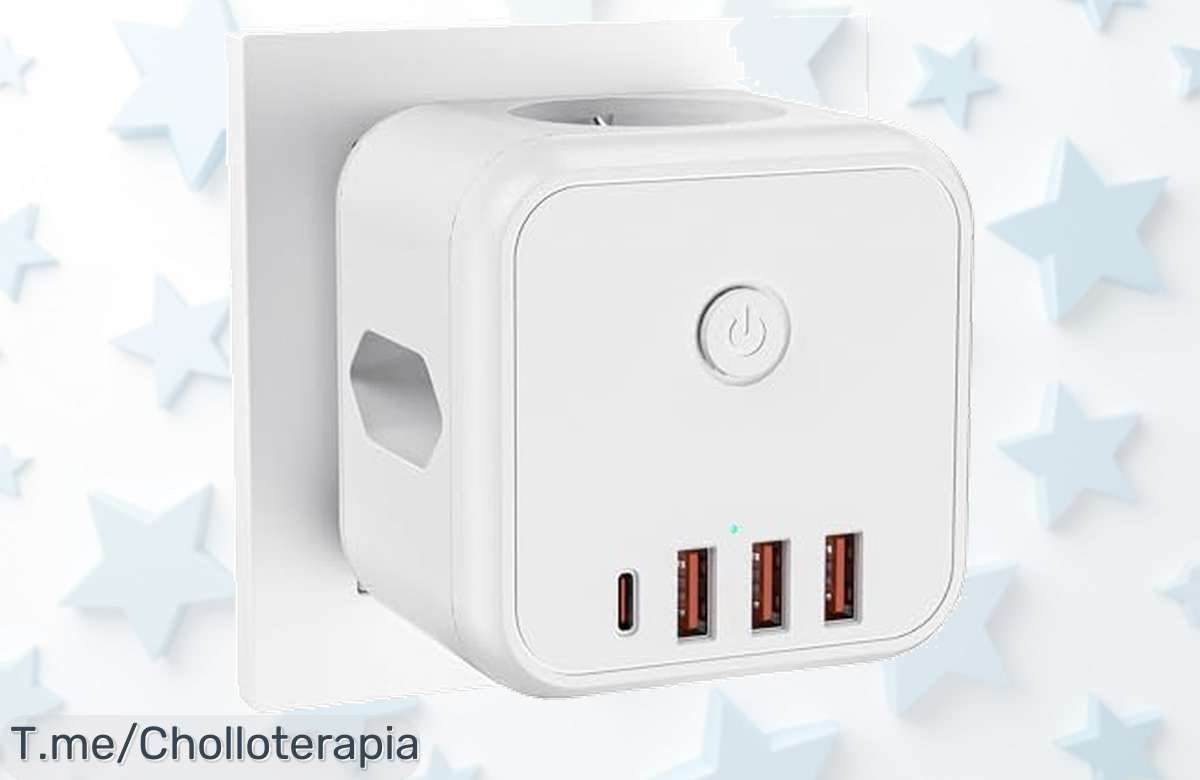 Cubo enchufe múltiple USB 7 en 1 con carga rápida y súper seguro precio loco descuento brutal ¡ofertón único que vuela no dejes escapar el super chollo limitado!