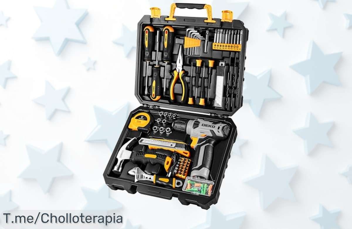 Deko caja de herramientas con taladro 8V y batería inteligente precio loco súper chollo luz LED para facilitar tus proyectos aprovecha este ofertón nunca visto antes actúa ya