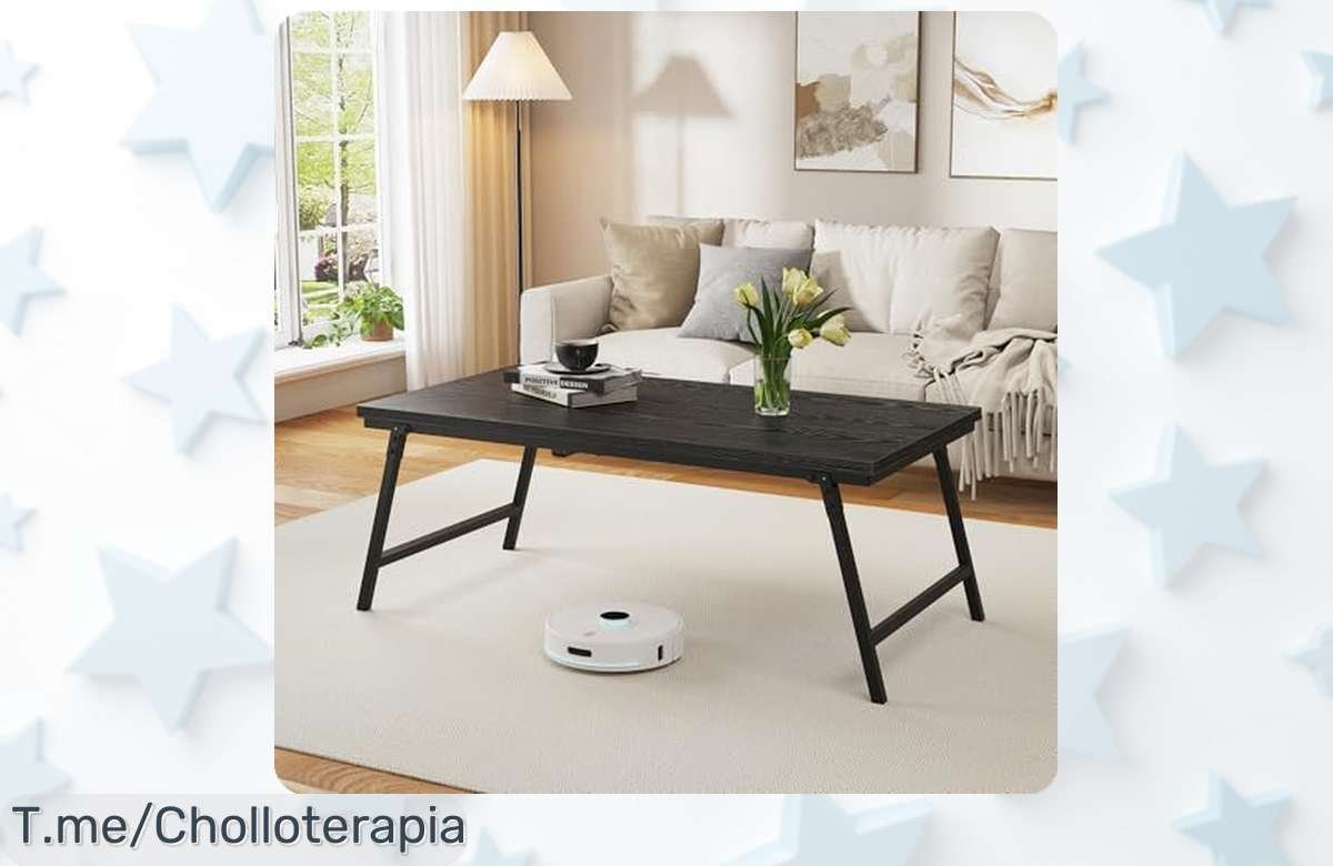 Descubre Flycity mesa de centro plegable sin montaje con diseño magnético aguanta 70 kg super chollo precio loco nunca visto compra ya antes que se agote