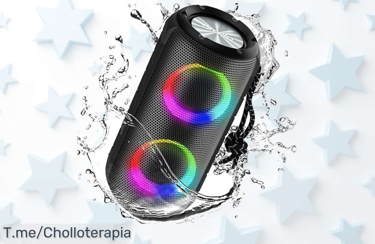 Descubre el altavoz Bluetooth vintage negro con sonido potente de 24W y luces RGB que vibran al ritmo, un ofertón con precio loco y descuento brutal ¡corre antes que sea tarde!