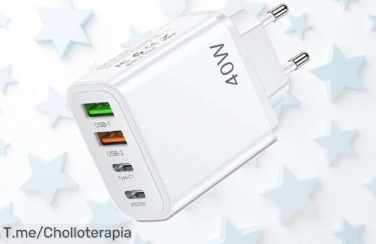 Descubre el cargador USB C múltiple 40W con seguridad europea que carga rápido hasta 4 aparatos sin ruido ni calor oferta nunca vista precio loco y descuento brutal corre antes que se agoten