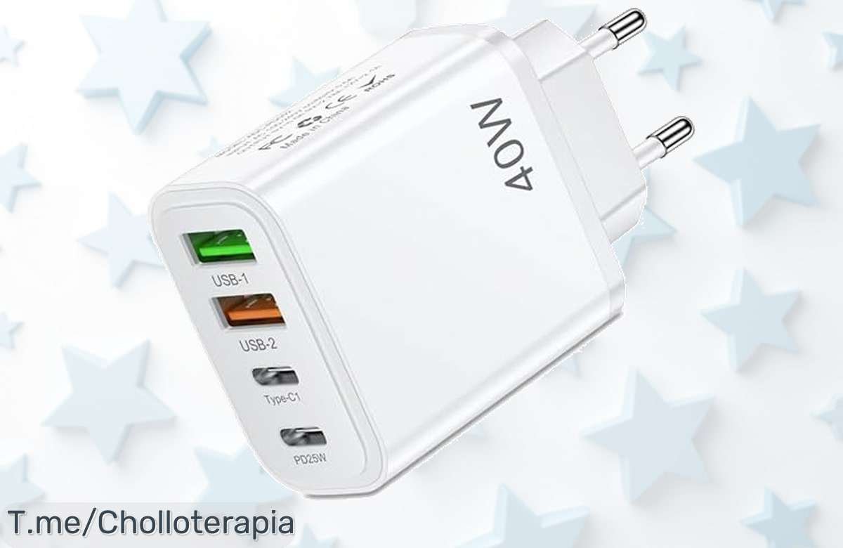 Descubre el cargador USB C múltiple 40W con seguridad europea que carga rápido hasta 4 aparatos sin ruido ni calor oferta nunca vista precio loco y descuento brutal corre antes que se agoten