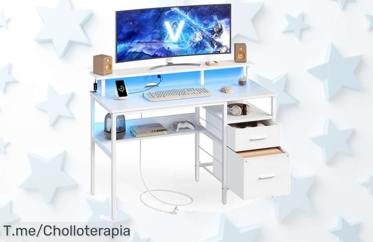Descubre el escritorio Vasagle con luces LED y puertos USB súper resistentes disfruta de un espacio ordenado y moderno con este super chollo único aprovecha ya antes que se agote
