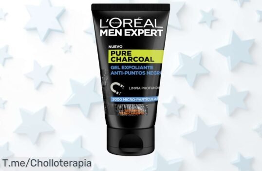 Descubre el gel exfoliante anti-puntos negros con carbón activo de L'Oréal Men Expert, fresco y efectivo, ¡ofertón único con descuento brutal que no durará! Actúa ya