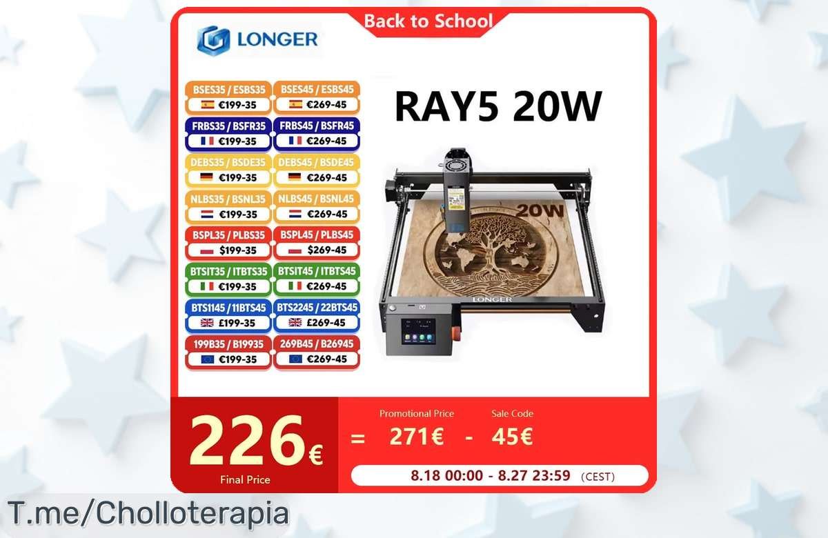 Descubre el grabador láser de 20W con precisión increíble y pantalla táctil, un super chollo con descuento brutal que no puedes dejar escapar aprovecha ya esta oferta limitada