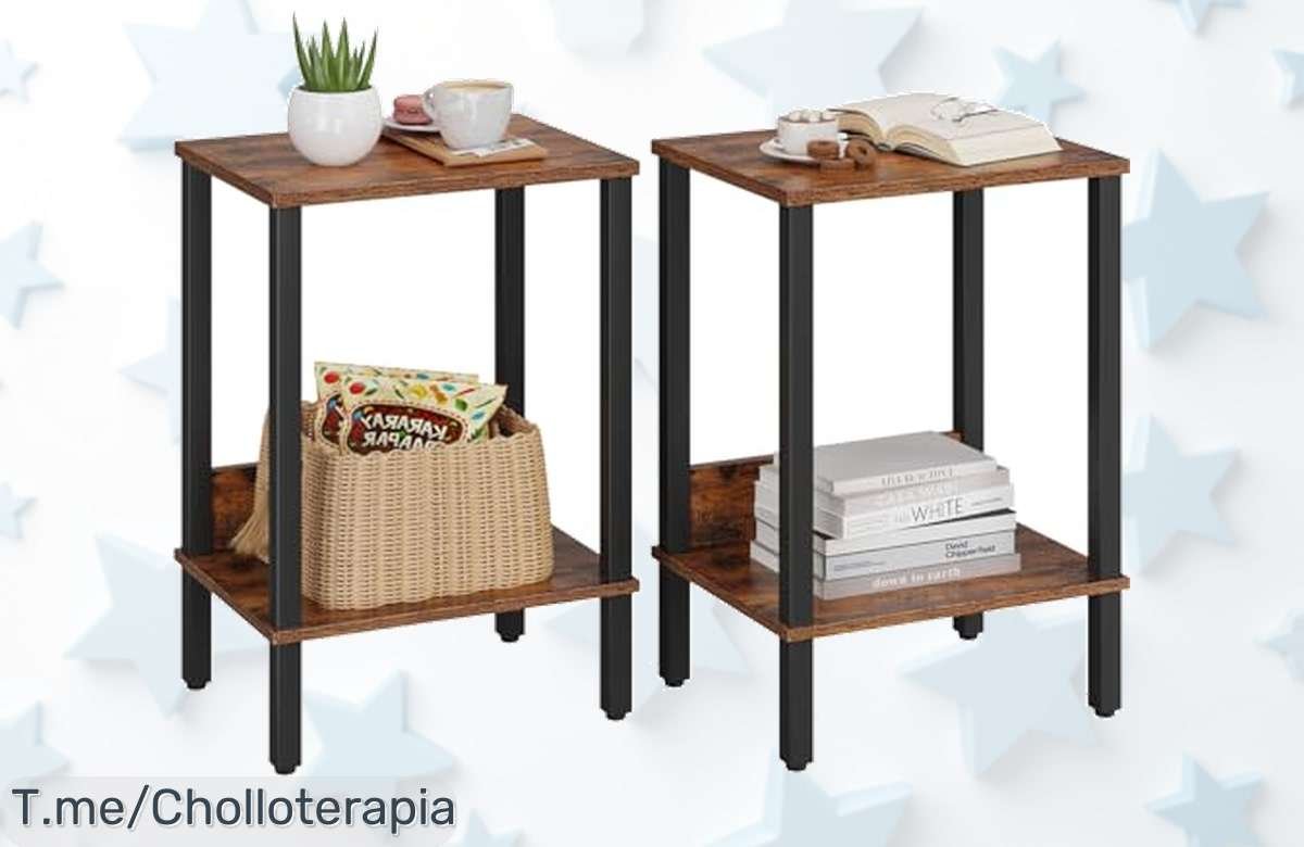 Descubre el juego de 2 mesas auxiliares negras con doble estante precio loco que transforma tu espacio y aprovecha este ofertón único con descuento brutal limitado ¡corre!