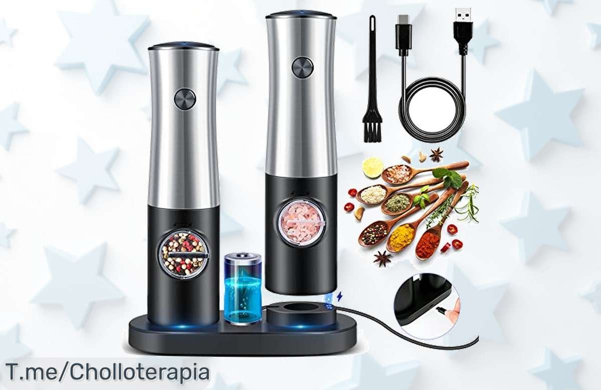 Descubre el molinillo eléctrico recargable con luz LED ajuste fácil y sabor perfecto en casa aprovecha este ofertón nunca visto precio de ganga ¡Corre que vuelan!