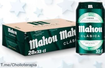 Descubre el pack de 28 latas Mahou clásica con sabor suave y espuma perfecta que trae un ofertón nunca visto disfruta este precio loco ahora antes que se agote tu super chollo