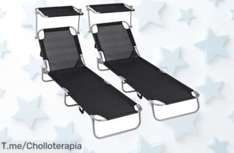 Descubre el pack de dos tumbonas con parasol plegables precio loco y descuento brutal nunca visto disfruta al máximo playa o piscina corre por este ofertón limitado