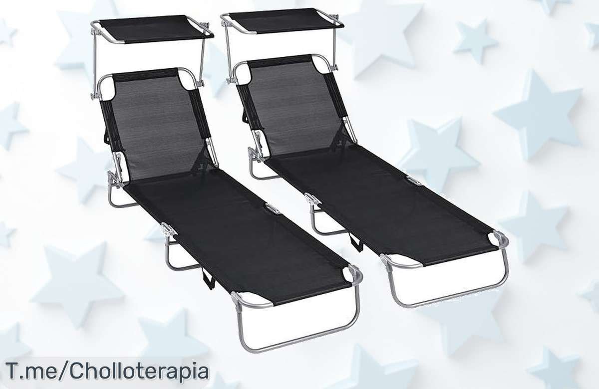 Descubre el pack de dos tumbonas con parasol plegables precio loco y descuento brutal nunca visto disfruta al máximo playa o piscina corre por este ofertón limitado