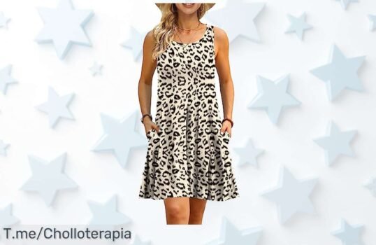 Descubre el vestido de verano sin mangas super suave con estampado floral y bolsillos leopardo al precio loco que nadie cree ver disfruta un confort único ¡ofertón limitado actúa ya!