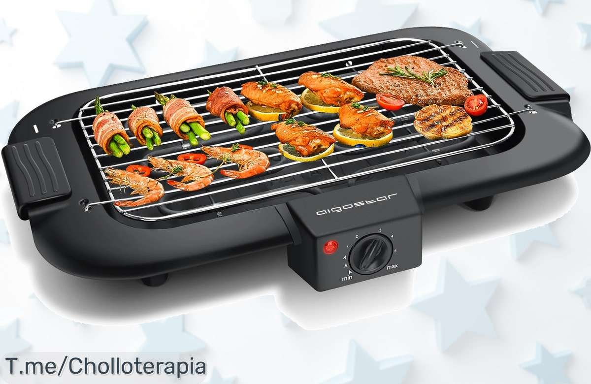 Descubre la barbacoa eléctrica Aigostar 2000W sin humo ni manchas con termostato y bandeja recoge grasa un ofertón con descuento brutal precio loco corre que vuelan