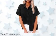 Descubre la blusa mujer verano con cuello en V y botones el ofertón que estabas esperando diseño versátil ideal para playa o cita aprovecha este descuento brutal único precio de ganga limitado actúa ya