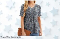 Descubre la camiseta mujer con escote en V y volantes más chic a precio loco un ofertón que no puedes perder para brillar ahora mismo corre por tu super chollo de verano