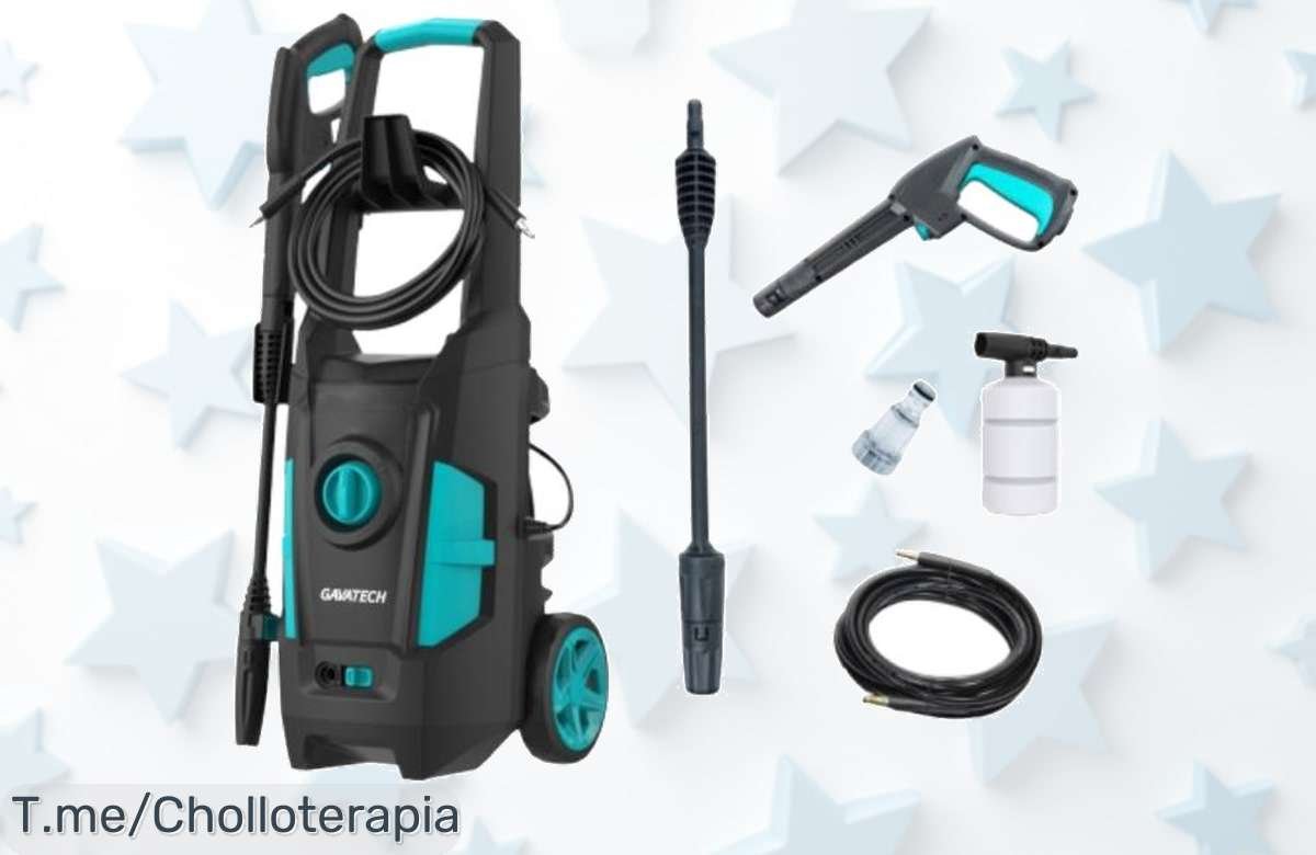 Descubre la hidrolimpiadora de alta presión Gavatech 1800W con manguera y bote detergente un ofertón con caudal imbatible para limpiar fácil no esperes más por este precio loco y limitado