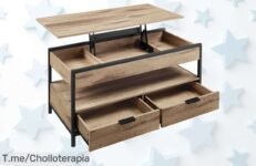 Descubre la mesa elevable Vasagle con compartimentos secretos disfruta del diseño y orden en tu salón con un precio loco aprovecha este ofertón único antes que se acabe