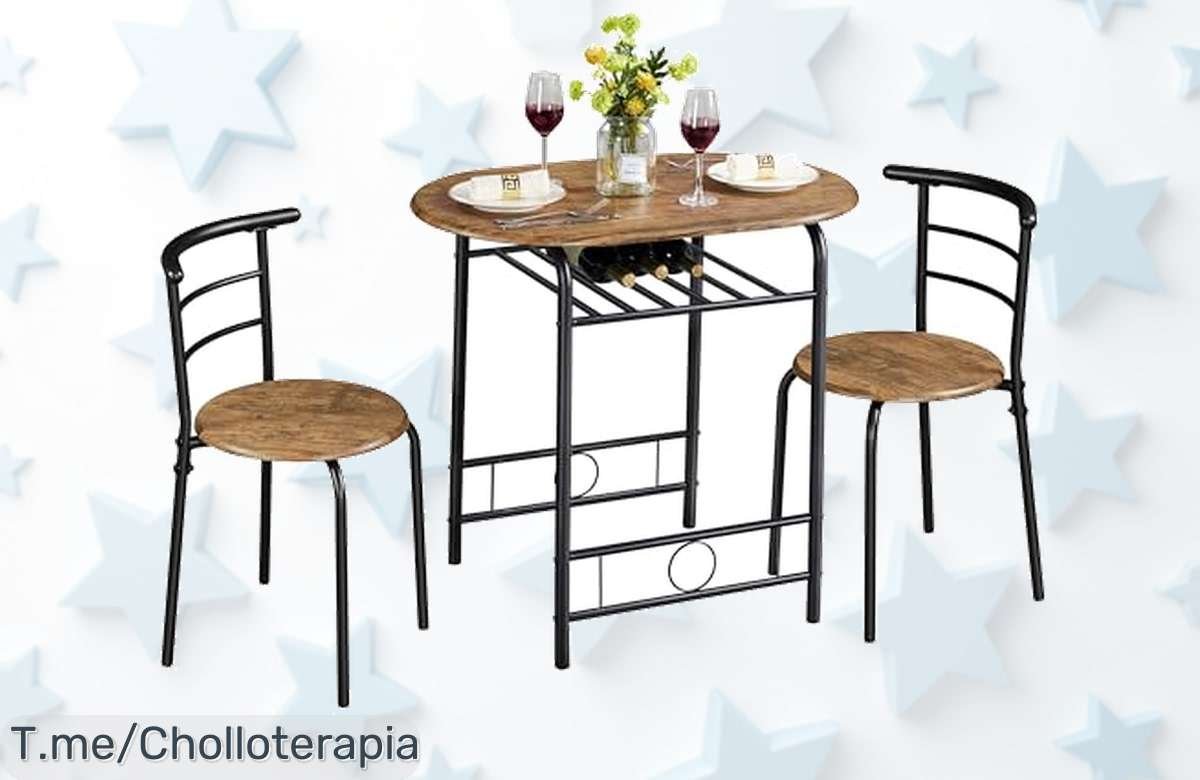 Descubre la mesa redonda Yaheetech con 2 sillas súper resistente y estante único aprovecha este ofertón de precio loco nunca visto ¡compra ya antes que se agote!