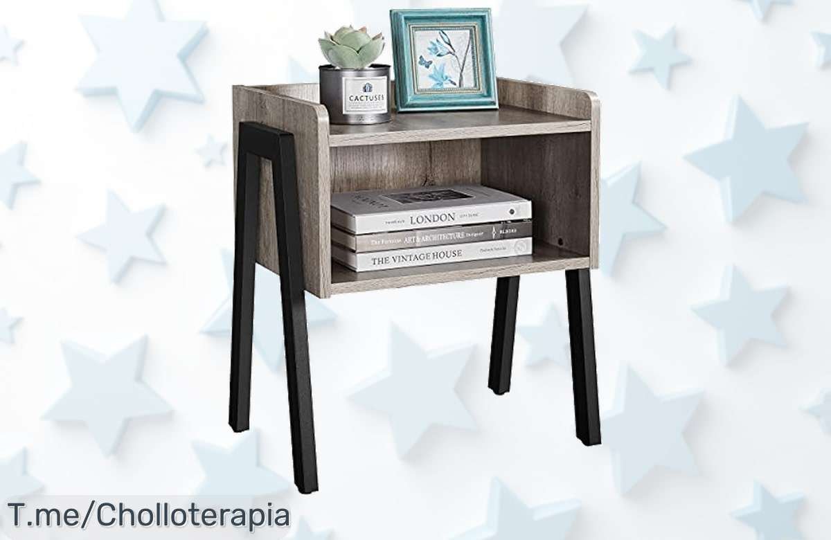 Descubre la mesita vintage Yaheetech con diseño apilable y espacio extra en tablero gris disfruta de un descuento brutal que nunca viste aprovecha este ofertón precio loco limitado compra ya