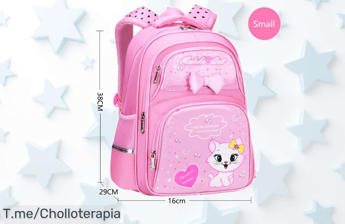 Descubre la mochila escolar impermeable de cuero PU con lazo de gato kawaii y llévate este super chollo con descuento brutal que encanta a las niñas ¡oferta nunca vista, actúa ya!