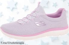Descubre las Skechers Summits Lite lavanda con amortiguación ultra ligera y cordones elásticos un ofertón nunca visto a precio loco corre que es por tiempo limitado