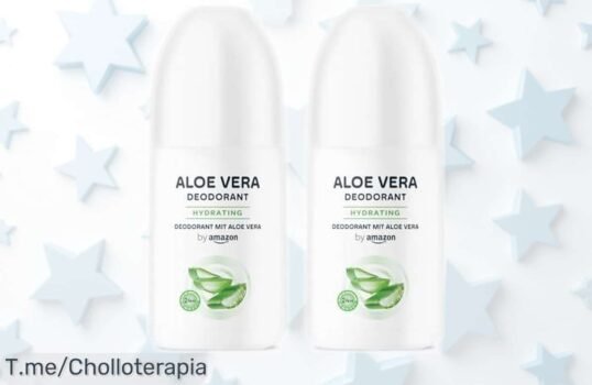 Desodorante bola aloe vera by amazon 2x75ml con protección total sin alcohol ni parabenos, piel cuidada y fresca todo el día en un ofertón que dura poco ¡no lo dejes escapar!