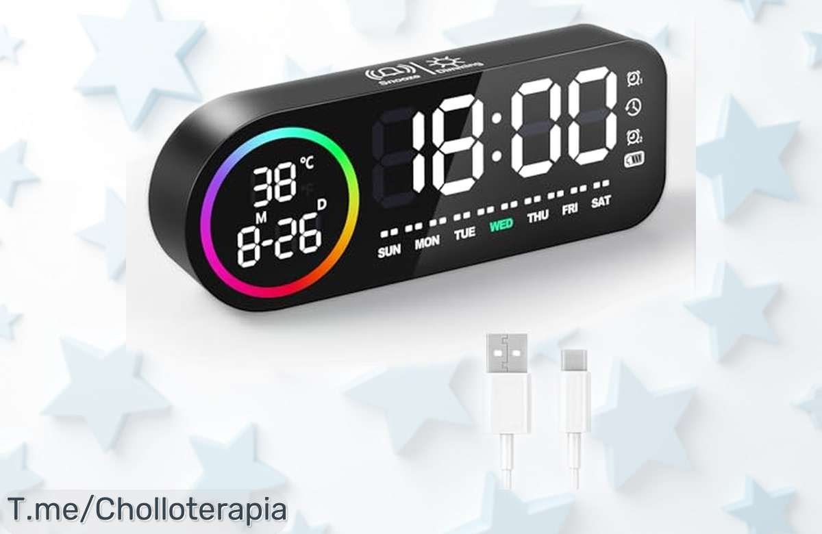 Despertador digital Diboniur con doble alarma y pantalla que enciende al aplaudir, ahora con precio rebajado ¡un super chollo limitado para que empieces tus días sin prisas y siempre alerta! Corre antes de que se acaben las unidades.
