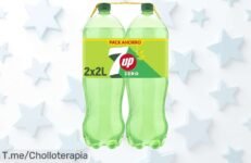Disfruta 7 UP cero lima y limón en bipack de 4 litros sin azúcares con sabor que dura más precio loco único descuento brutal aprovecha este ofertón antes que se agote