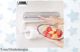 Dispensador 2 en 1 magnético para papel aluminio y film con corte fácil no necesitas taladro disfruta de este ofertón precio loco ¡oferta limitada corre ya!