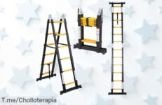 Escalera telescópica Cecaylie 3,8 m súper estable con estabilizadores máxima seguridad precio loco y ofertón brutal ¡Consigue este super chollo antes de que desaparezca!