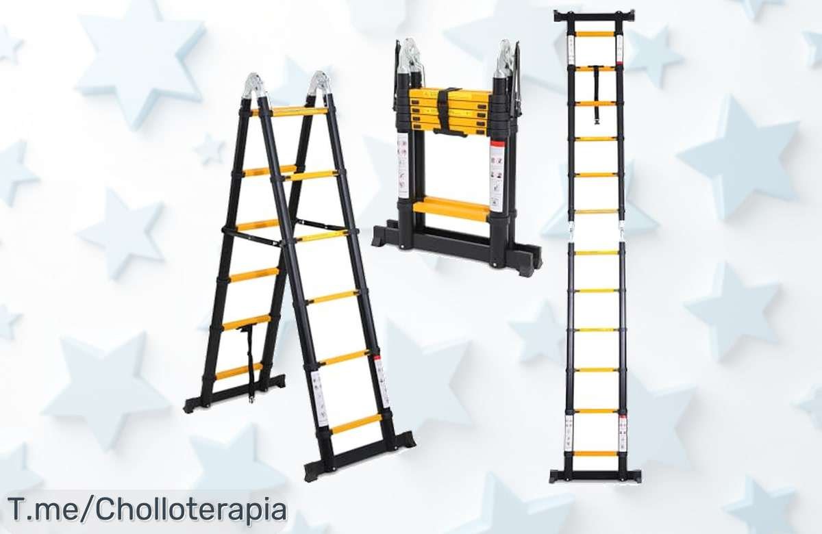 Escalera telescópica Cecaylie 3,8 m súper estable con estabilizadores máxima seguridad precio loco y ofertón brutal ¡Consigue este super chollo antes de que desaparezca!