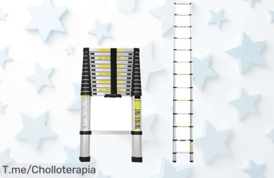 Escalera telescópica ligera y segura 3,8 m con base antideslizante única: precio loco y descuento brutal solo hoy no pierdas este súper chollo compra ya