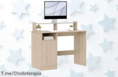 Escritorio Homcom con estantería y soporte resistente precio loco para organizarte y cuidar tu postura oferta limitada aprovecha este super chollo ya