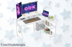 Escritorio en L reversible con estantes extra diseño inteligente precio loco para organizar tu espacio chollazo limitado aprovecha este ofertón descuento brutal nunca visto